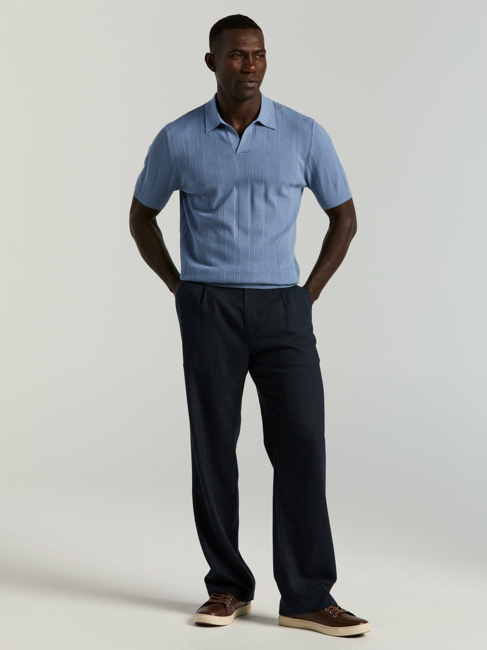 Mesh Stripe Sweater Polo