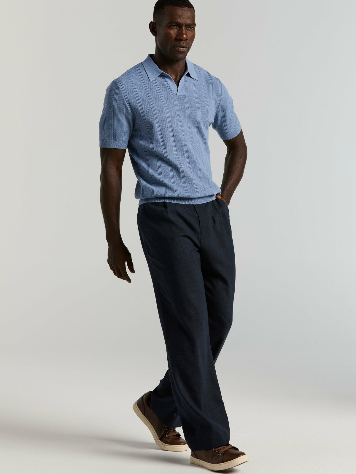 Mesh Stripe Sweater Polo
