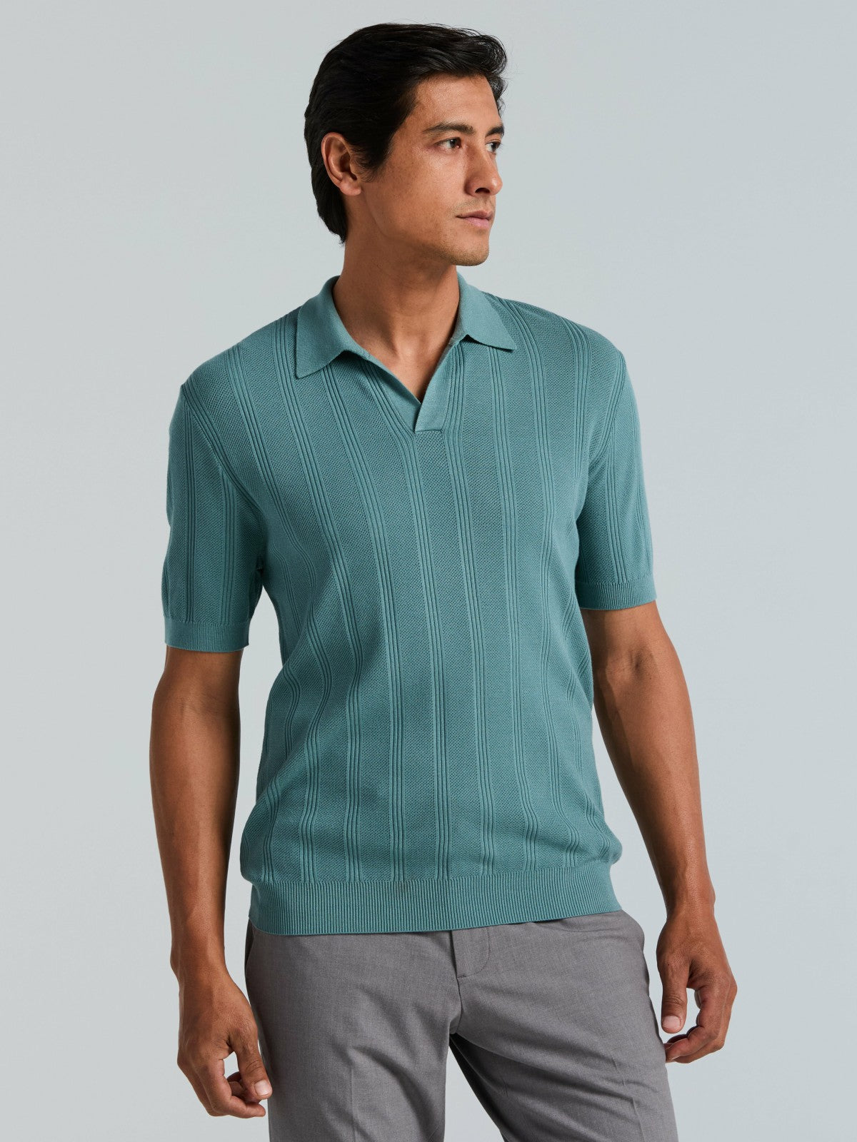 Mesh Stripe Sweater Polo
