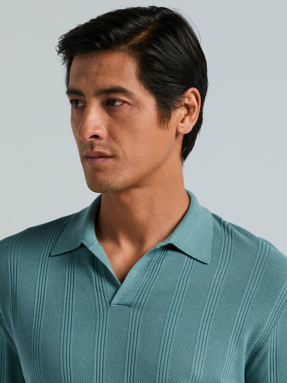 Mesh Stripe Sweater Polo