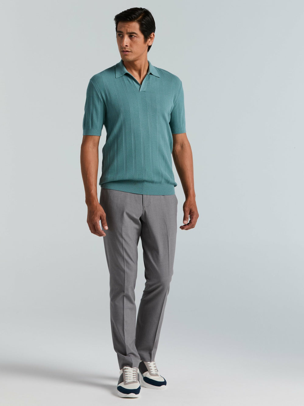 Mesh Stripe Sweater Polo