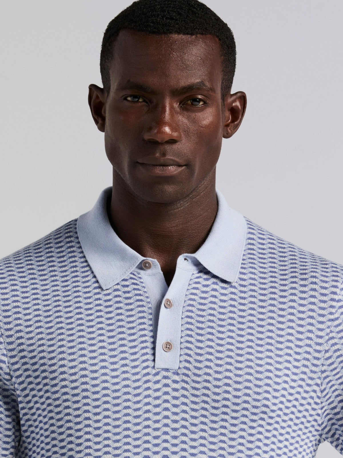 Cotton Modal Geo Polo Sweater