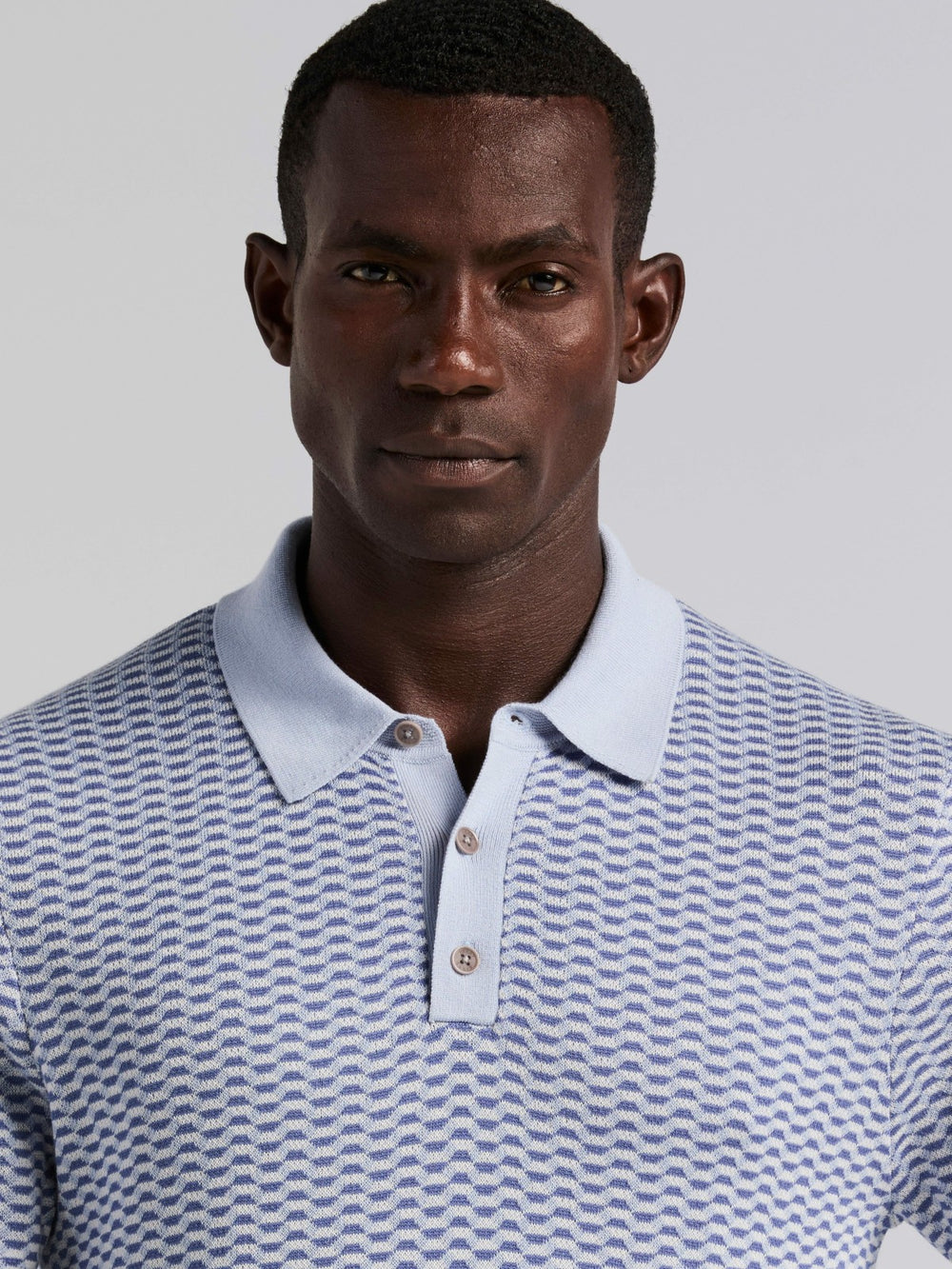 Cotton Modal Geo Polo Sweater