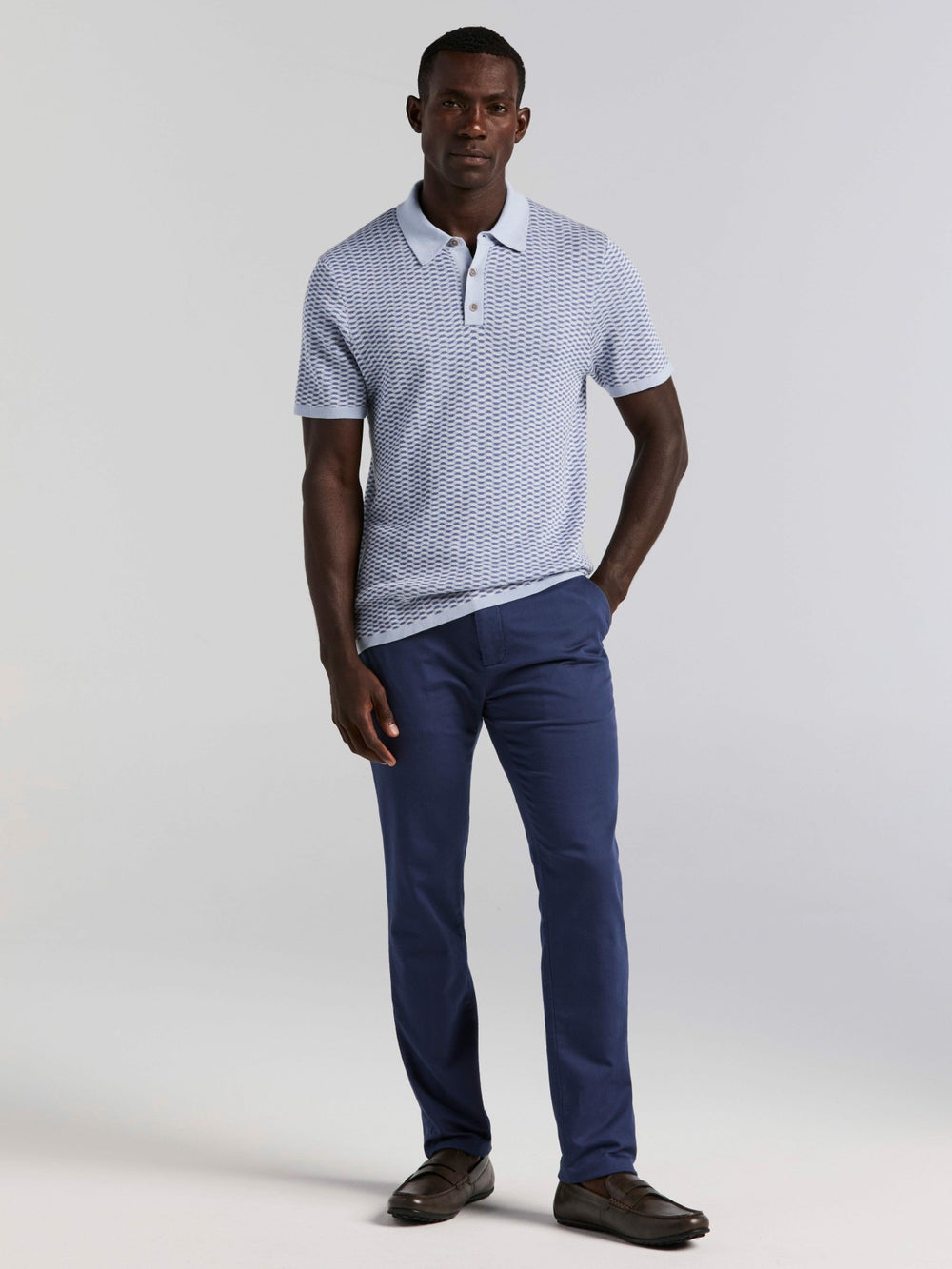 Cotton Modal Geo Polo Sweater