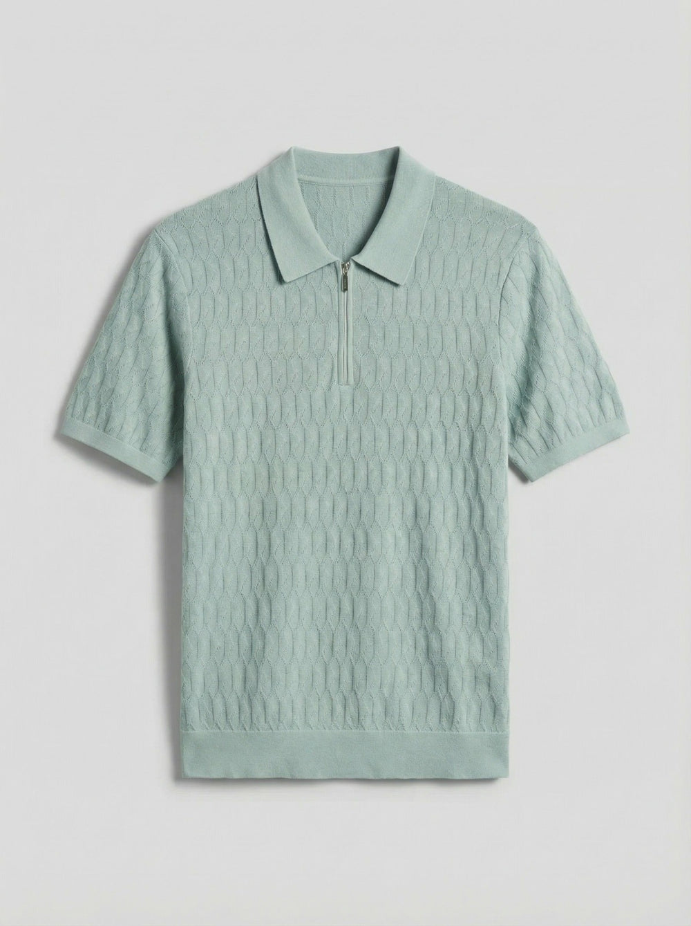 Geometric Pattern Zip Polo Sweater