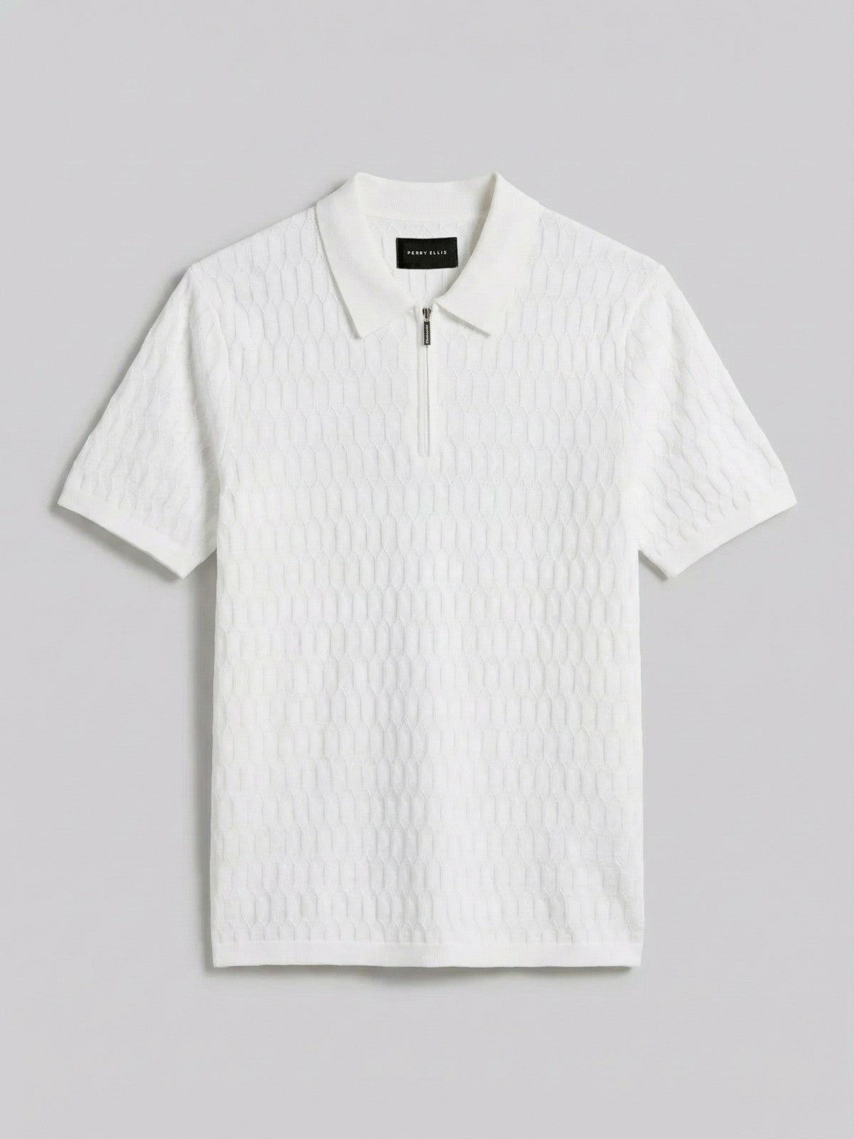 Geometric Pattern Zip Polo Sweater