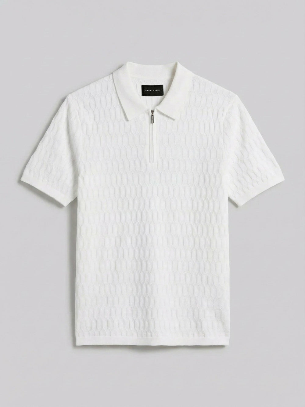 Geometric Pattern Zip Polo Sweater