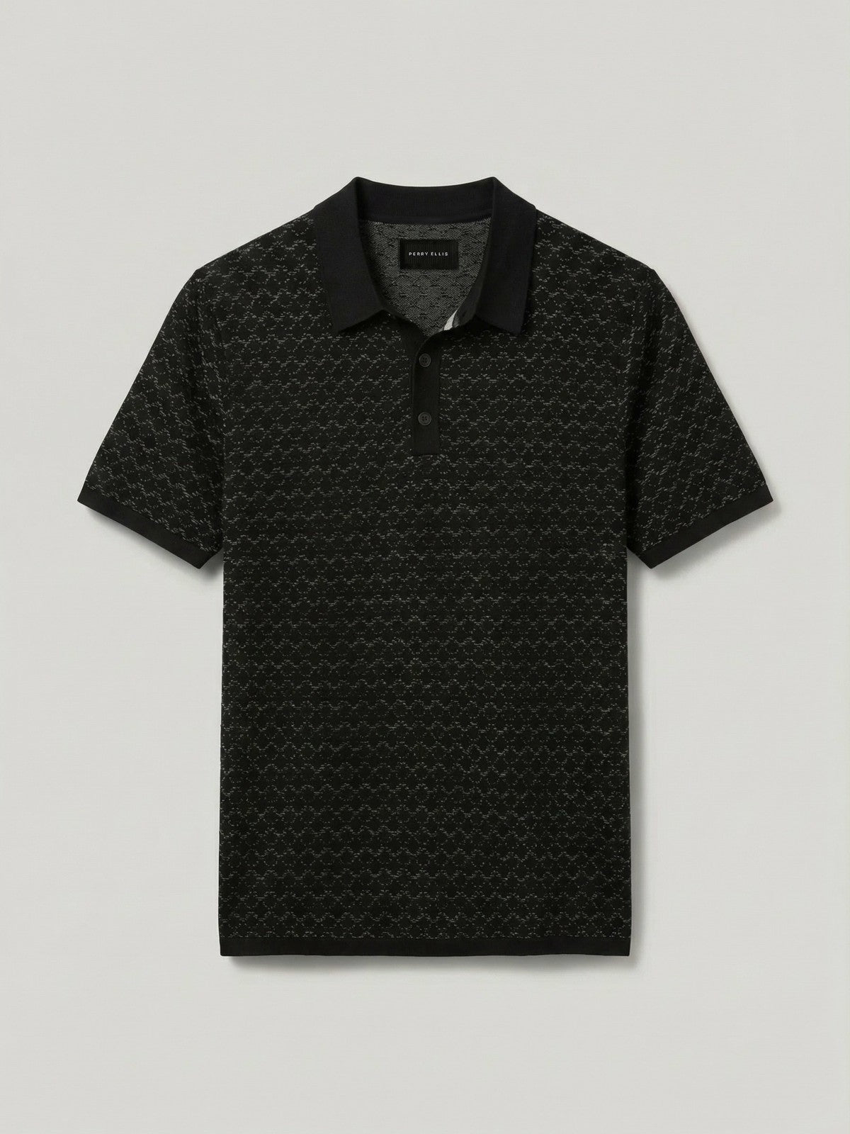 Cotton Jacquard 3 Button Sweater Polo