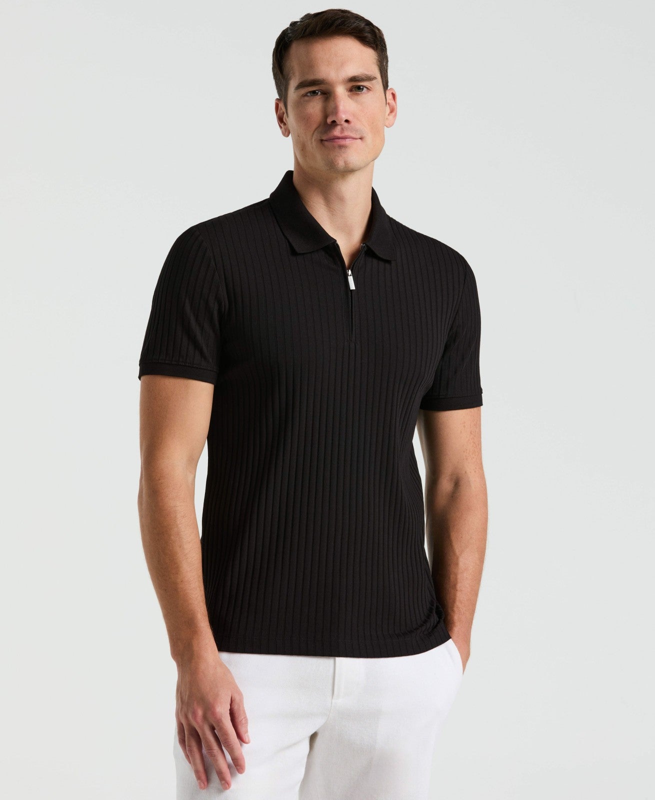 Quarter Zip Ribbed Polo