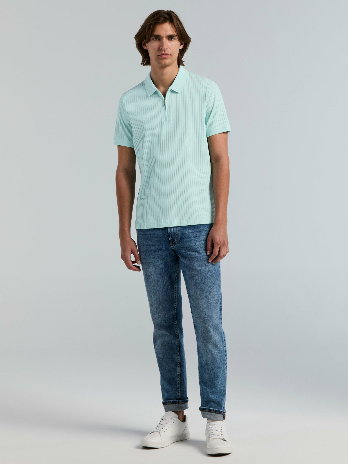 Quarter Zip Ribbed Polo