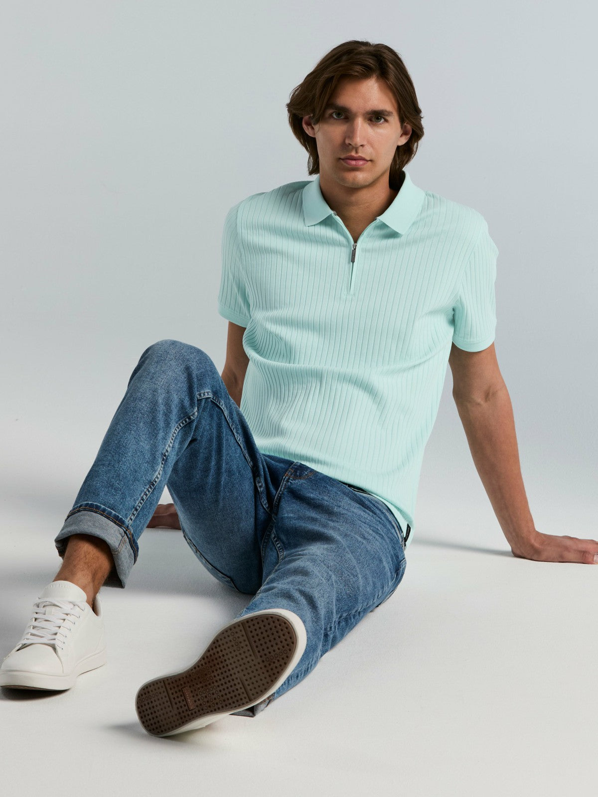Quarter Zip Ribbed Polo
