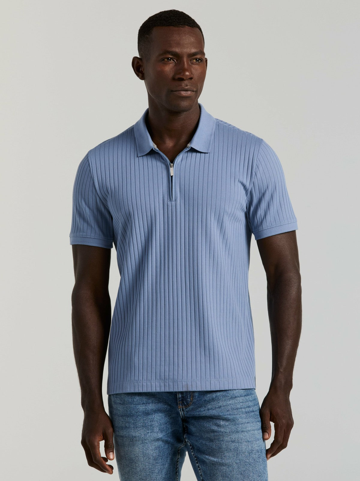 Quarter Zip Ribbed Polo