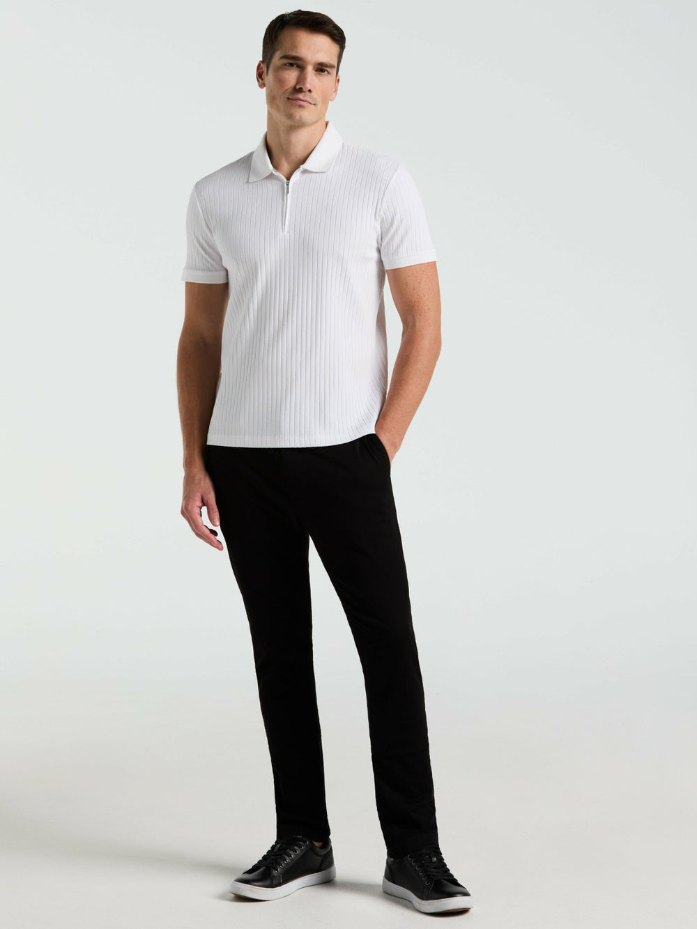 Quarter Zip Ribbed Polo