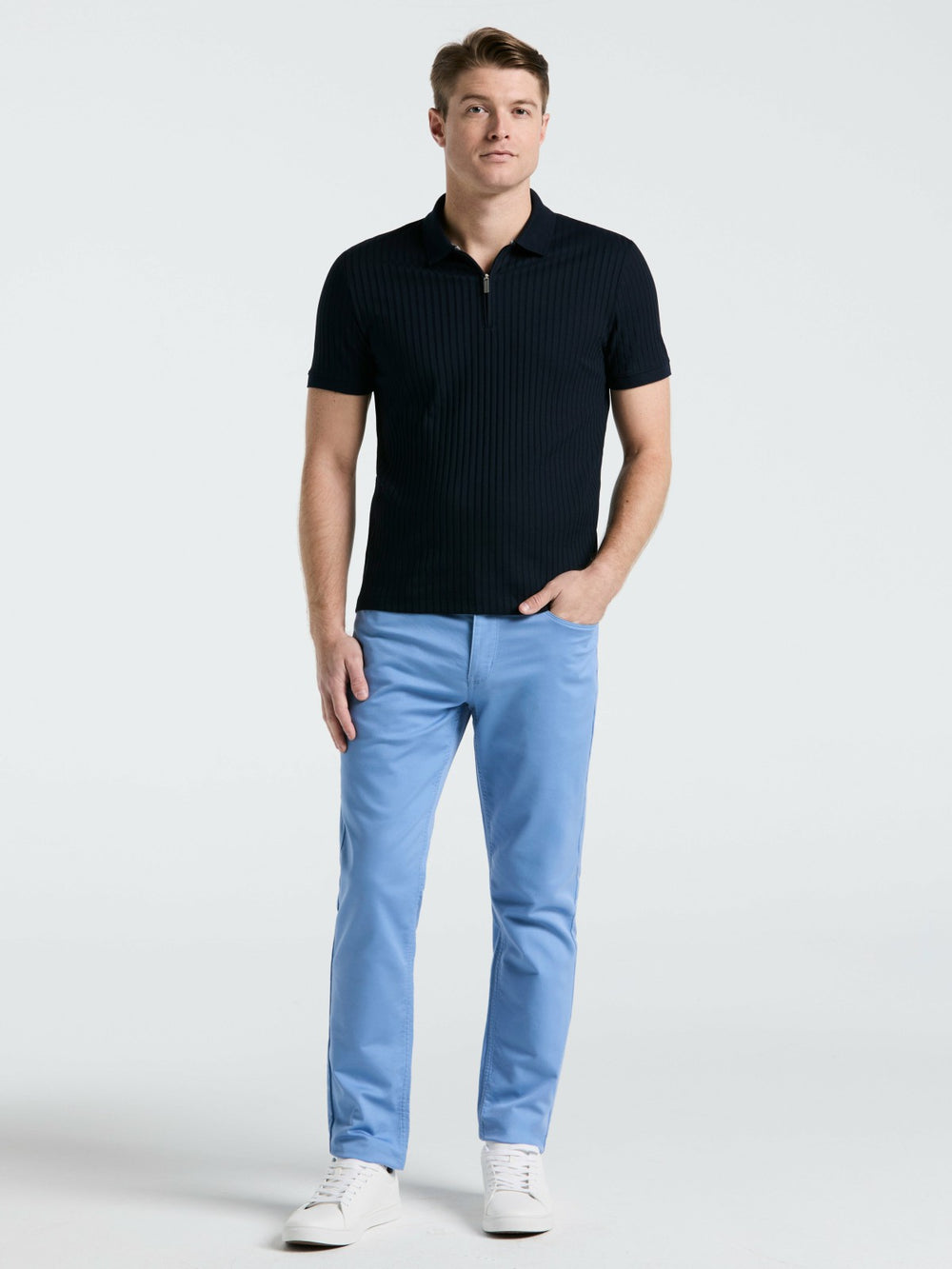 Quarter Zip Ribbed Polo