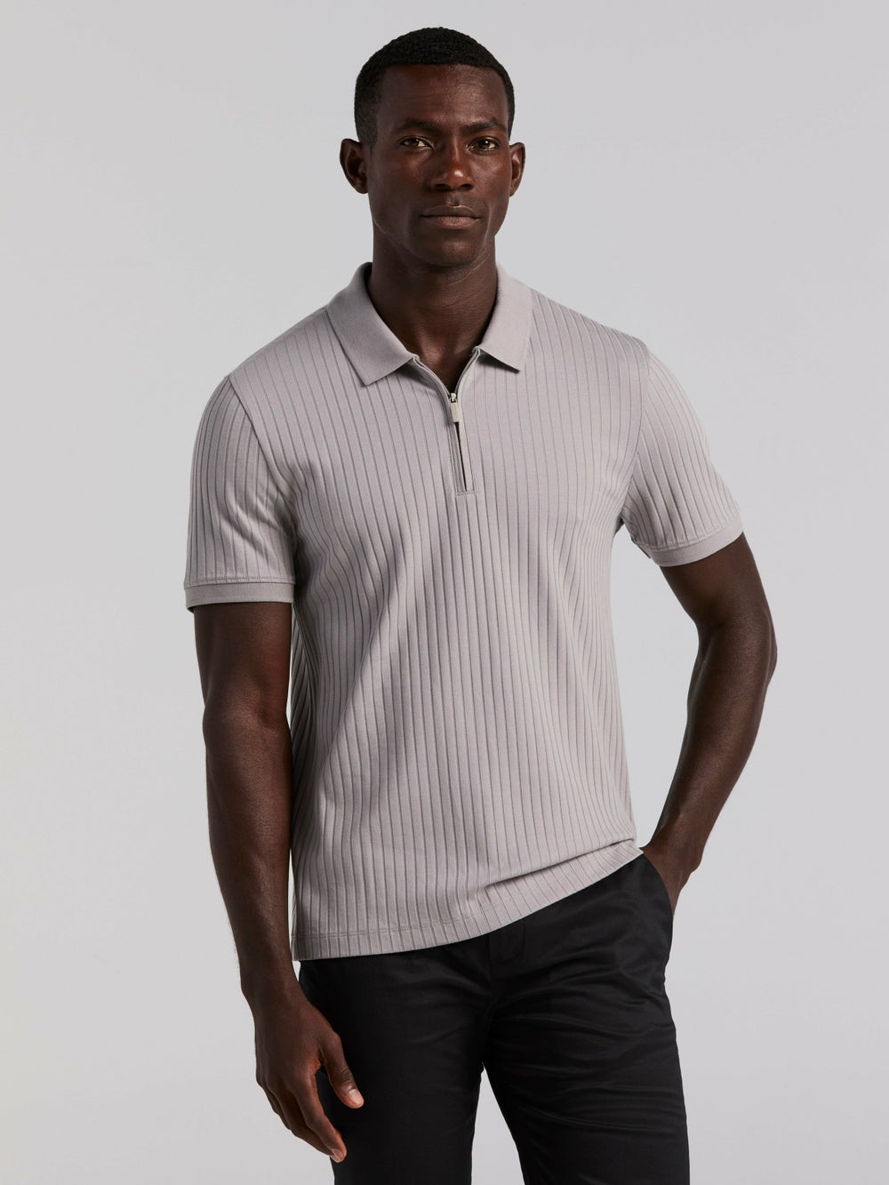 Quarter Zip Ribbed Polo