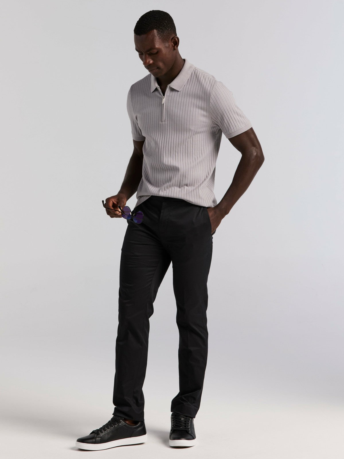 Quarter Zip Ribbed Polo