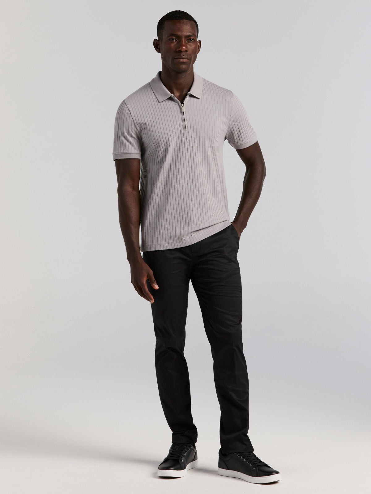 Quarter Zip Ribbed Polo