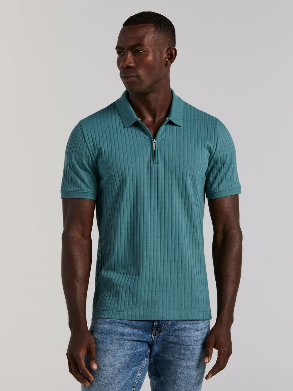 Quarter Zip Ribbed Polo