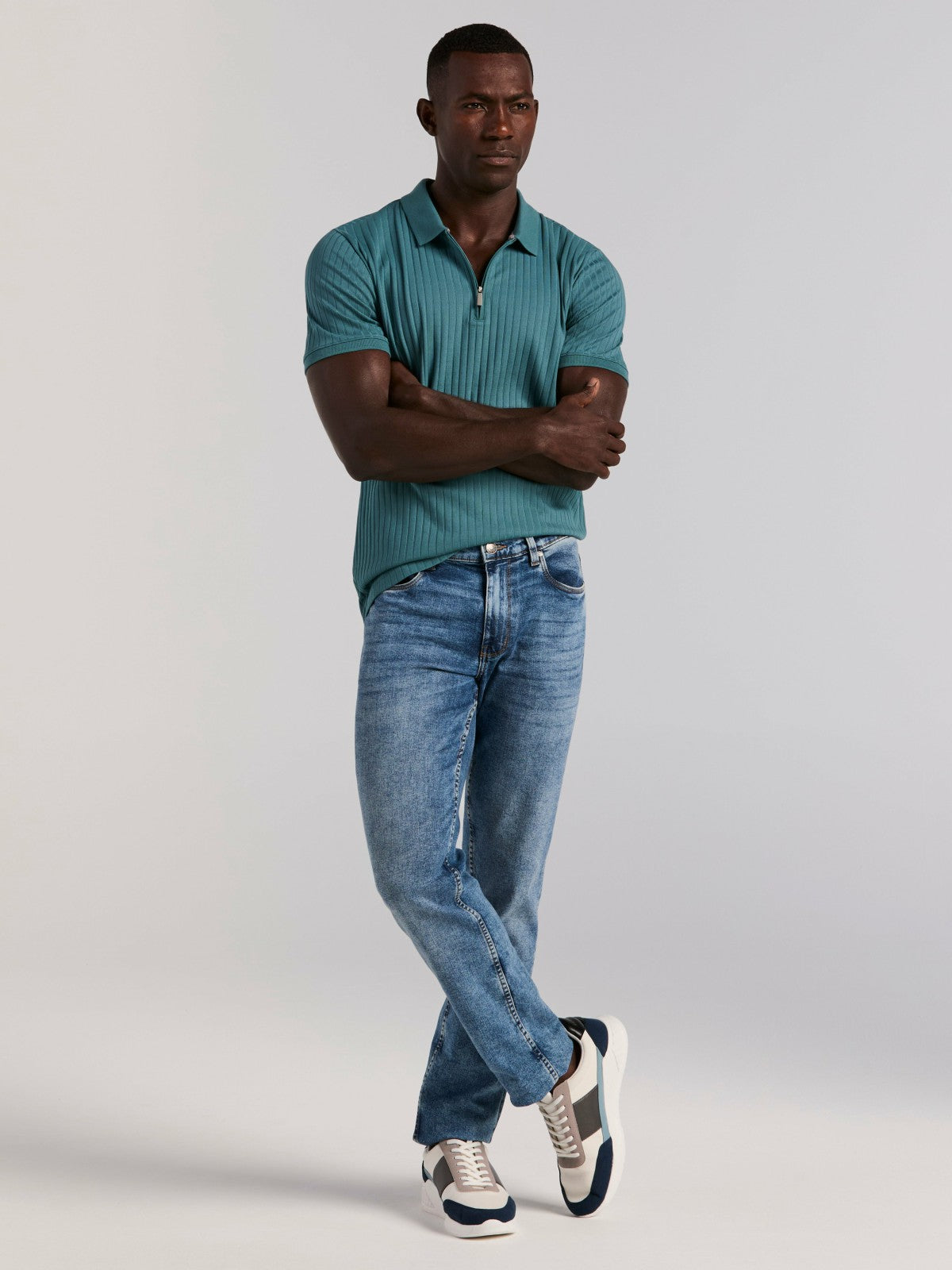 Quarter Zip Ribbed Polo