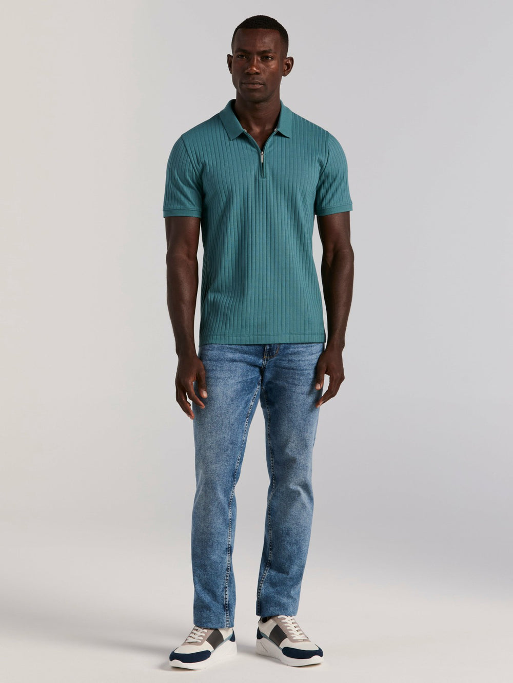 Quarter Zip Ribbed Polo