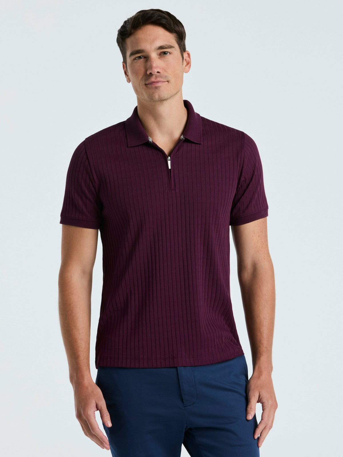 Quarter Zip Ribbed Polo