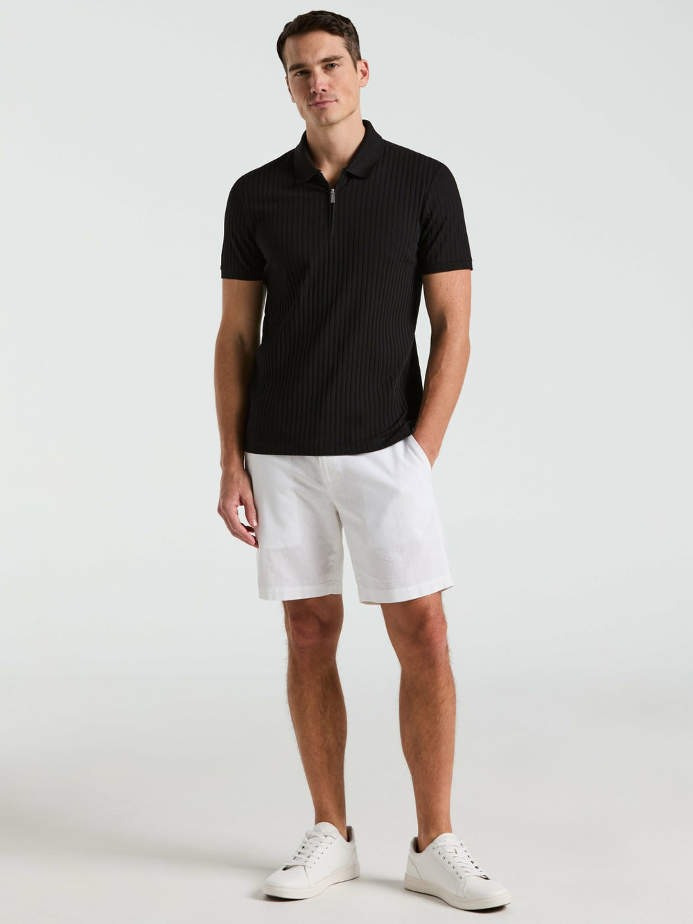 Quarter Zip Ribbed Polo