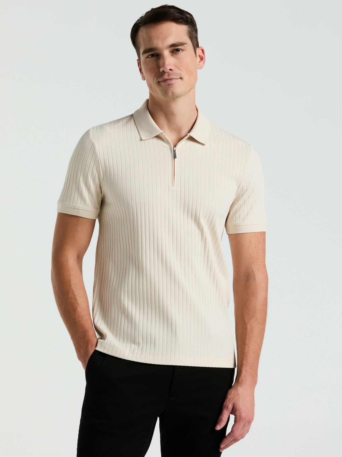 Quarter Zip Ribbed Polo