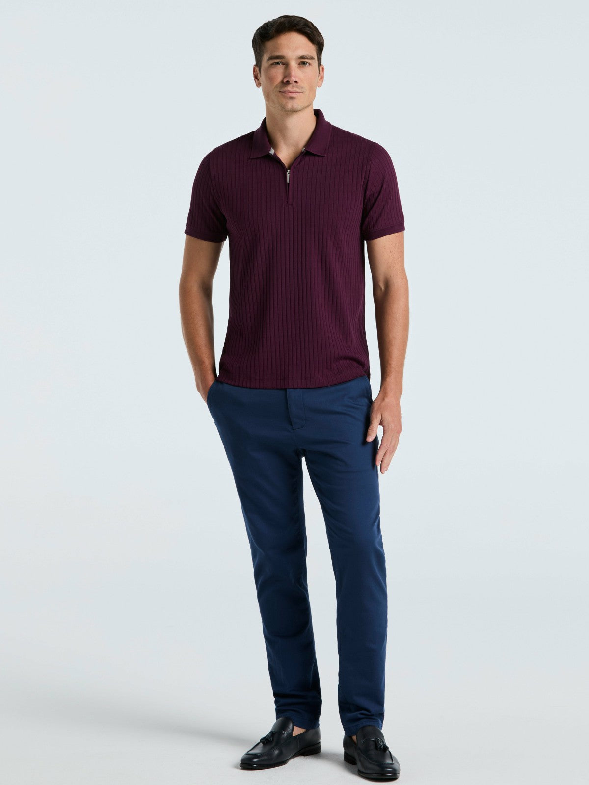 Quarter Zip Ribbed Polo