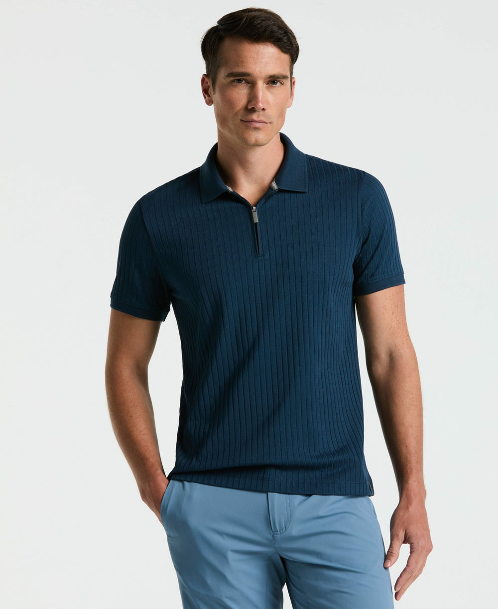 Quarter Zip Ribbed Polo