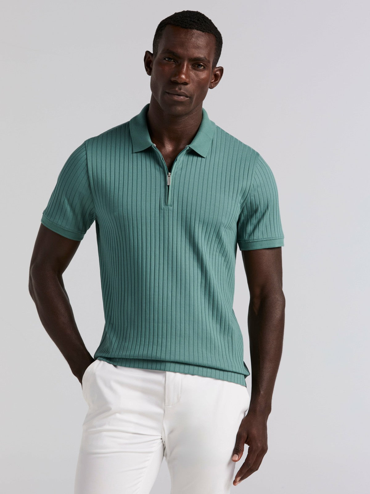 Quarter Zip Ribbed Polo