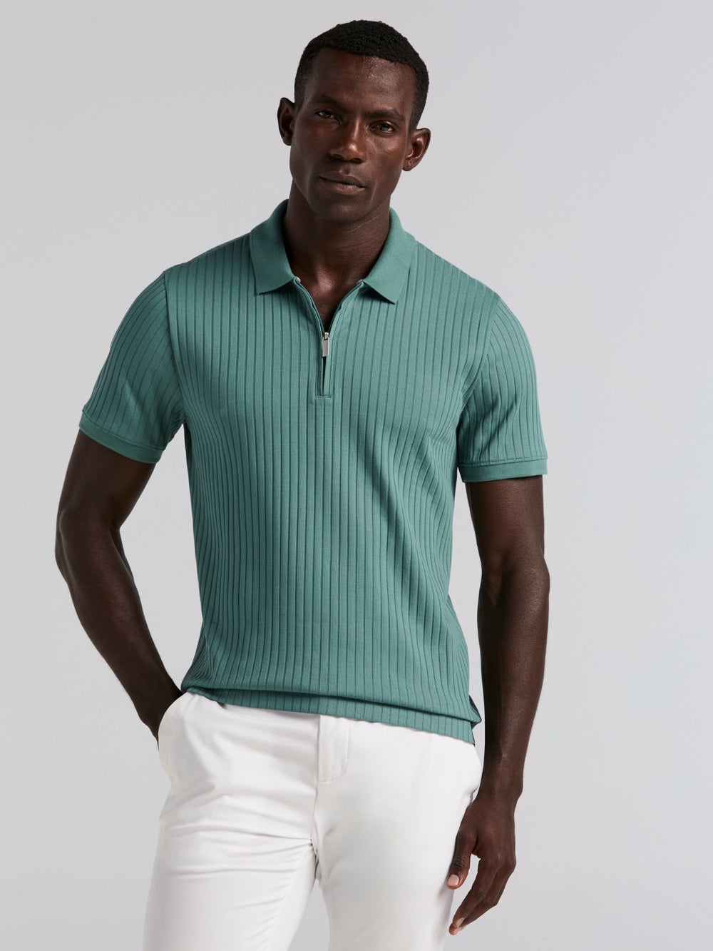 Quarter Zip Ribbed Polo