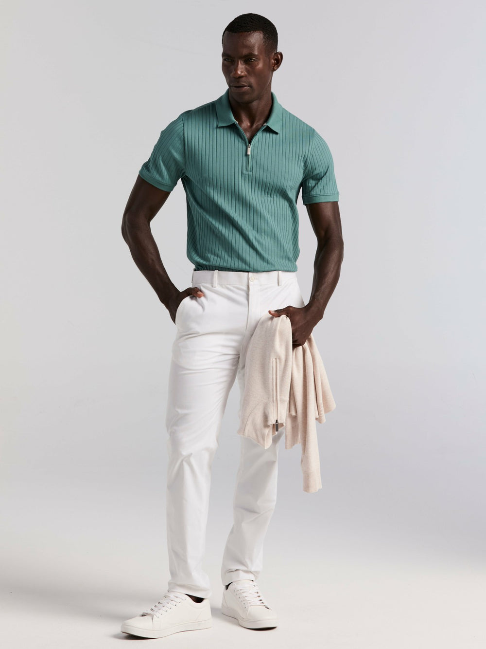 Quarter Zip Ribbed Polo