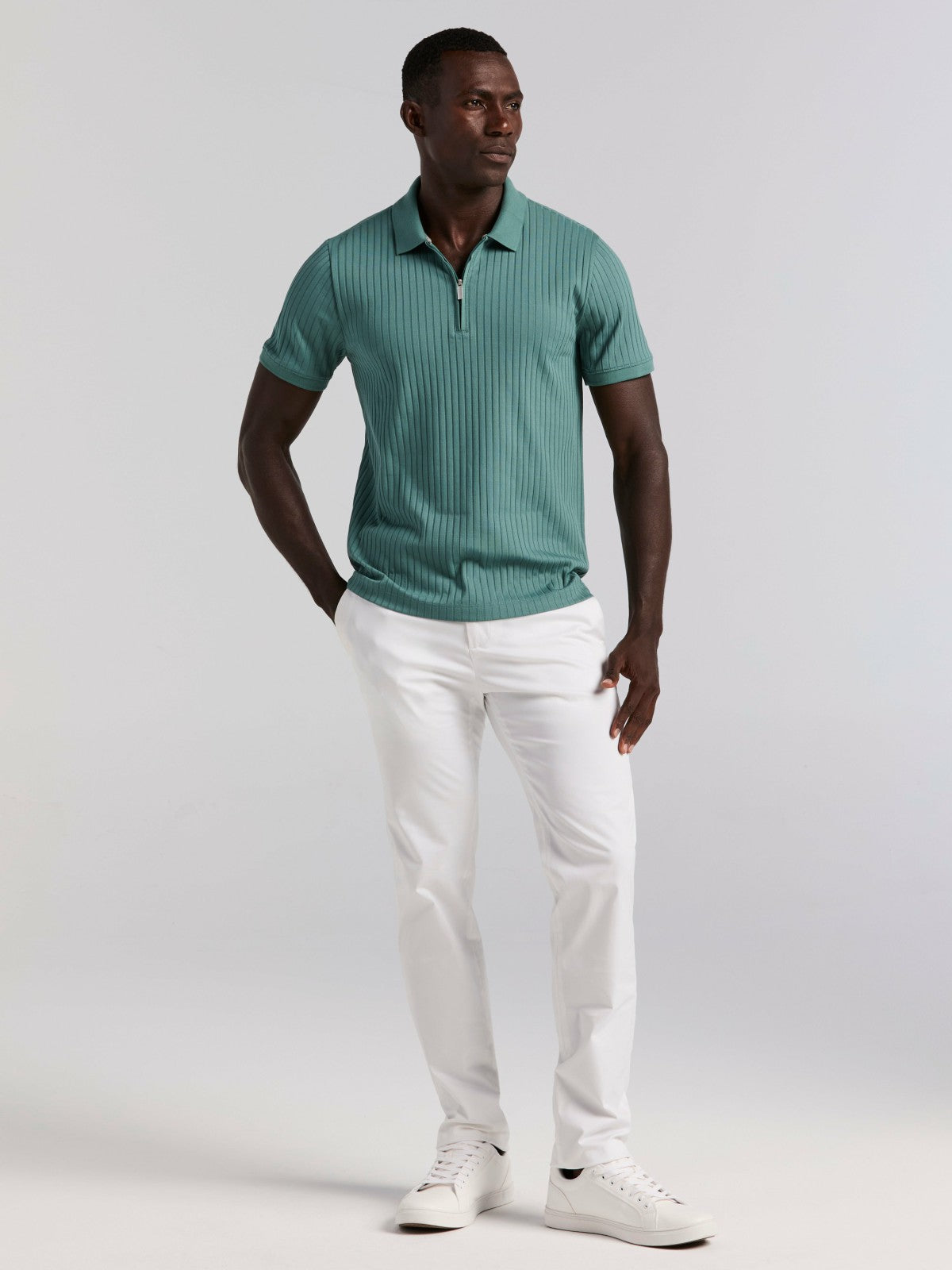 Quarter Zip Ribbed Polo