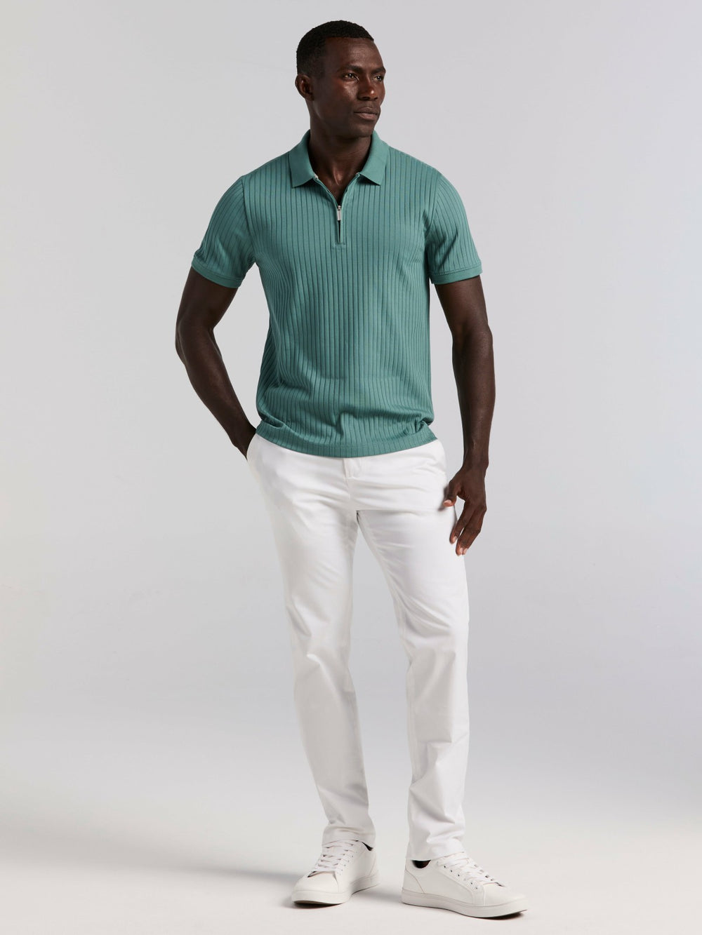 Quarter Zip Ribbed Polo