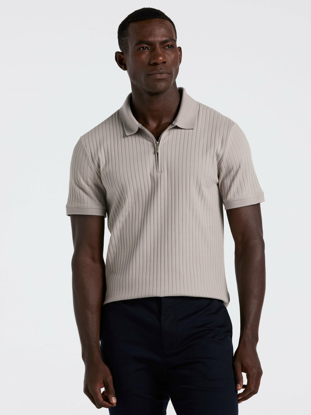 Quarter Zip Ribbed Polo