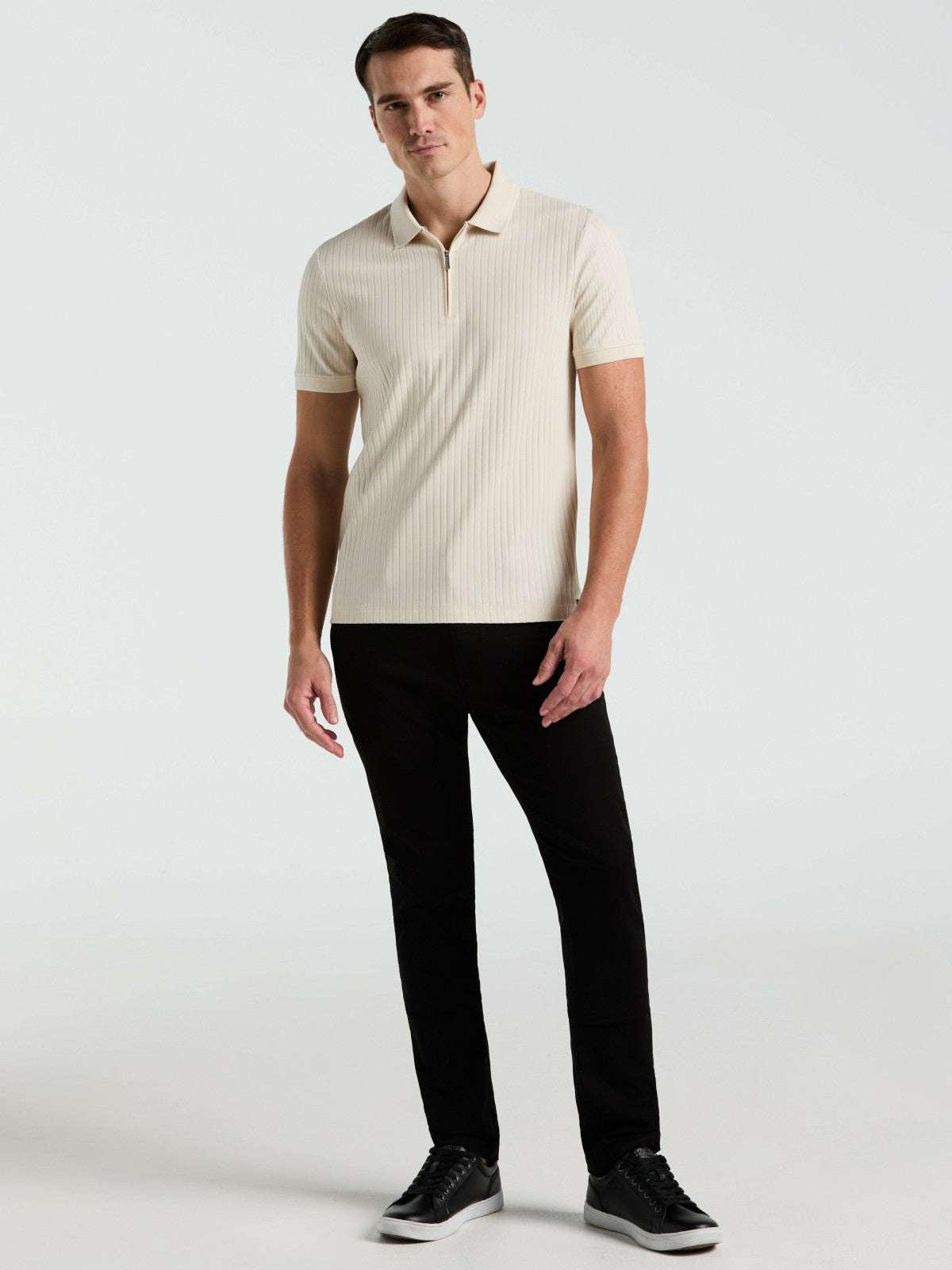 Quarter Zip Ribbed Polo