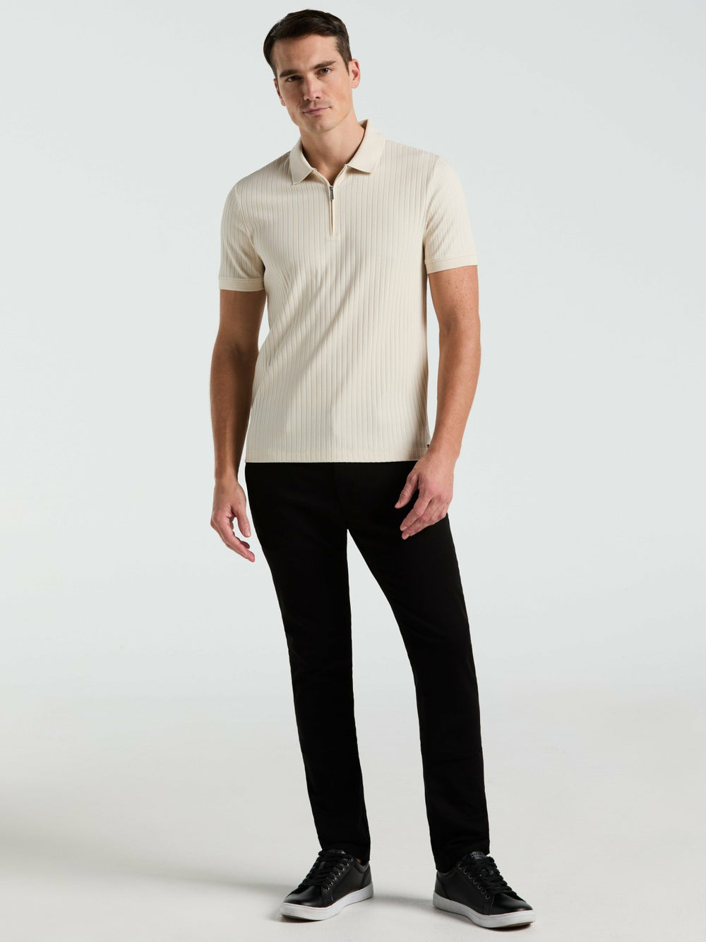Quarter Zip Ribbed Polo