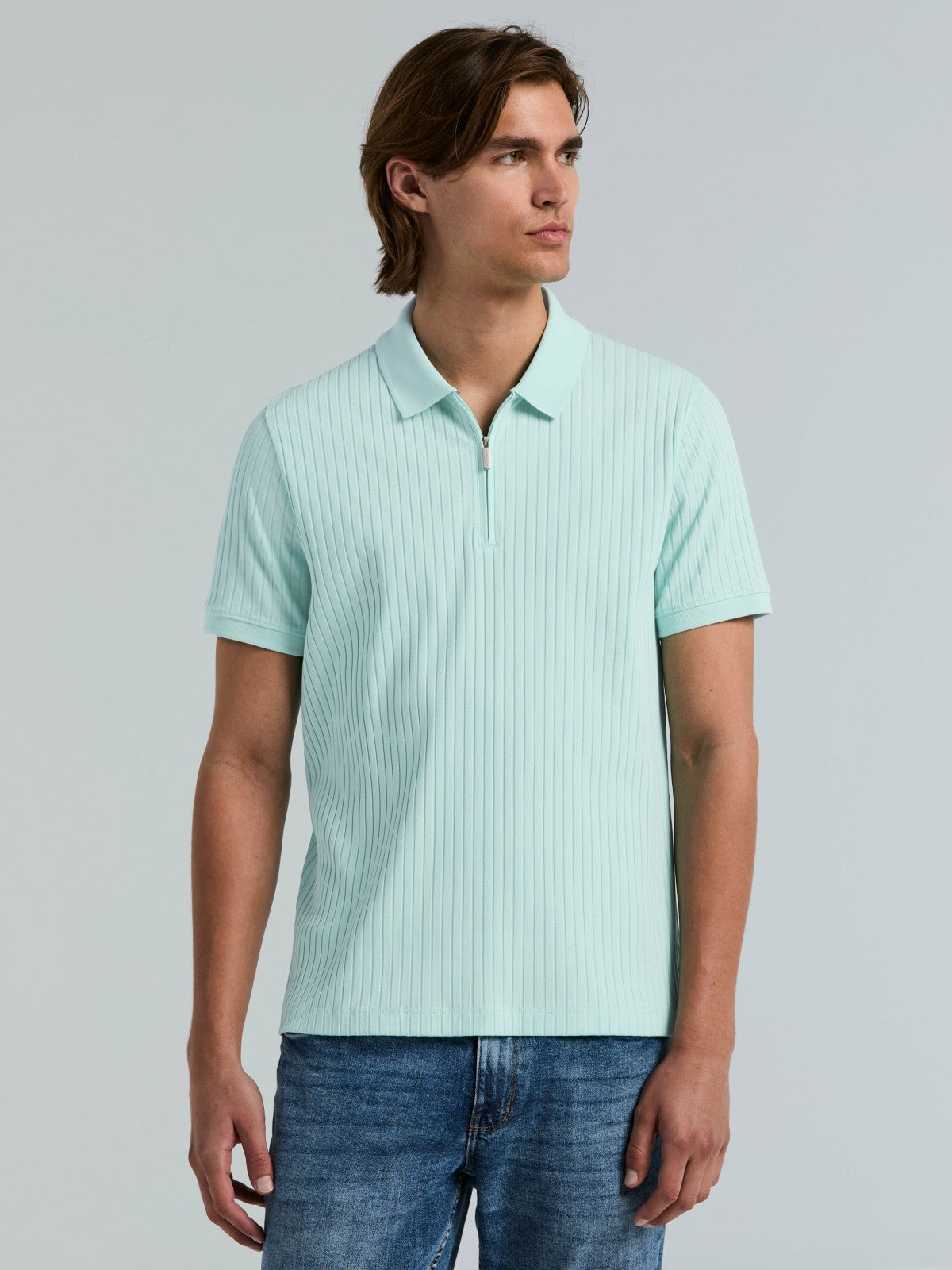 Quarter Zip Ribbed Polo