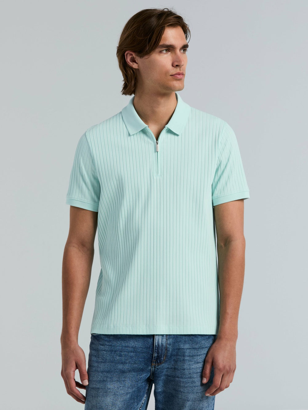 Quarter Zip Ribbed Polo