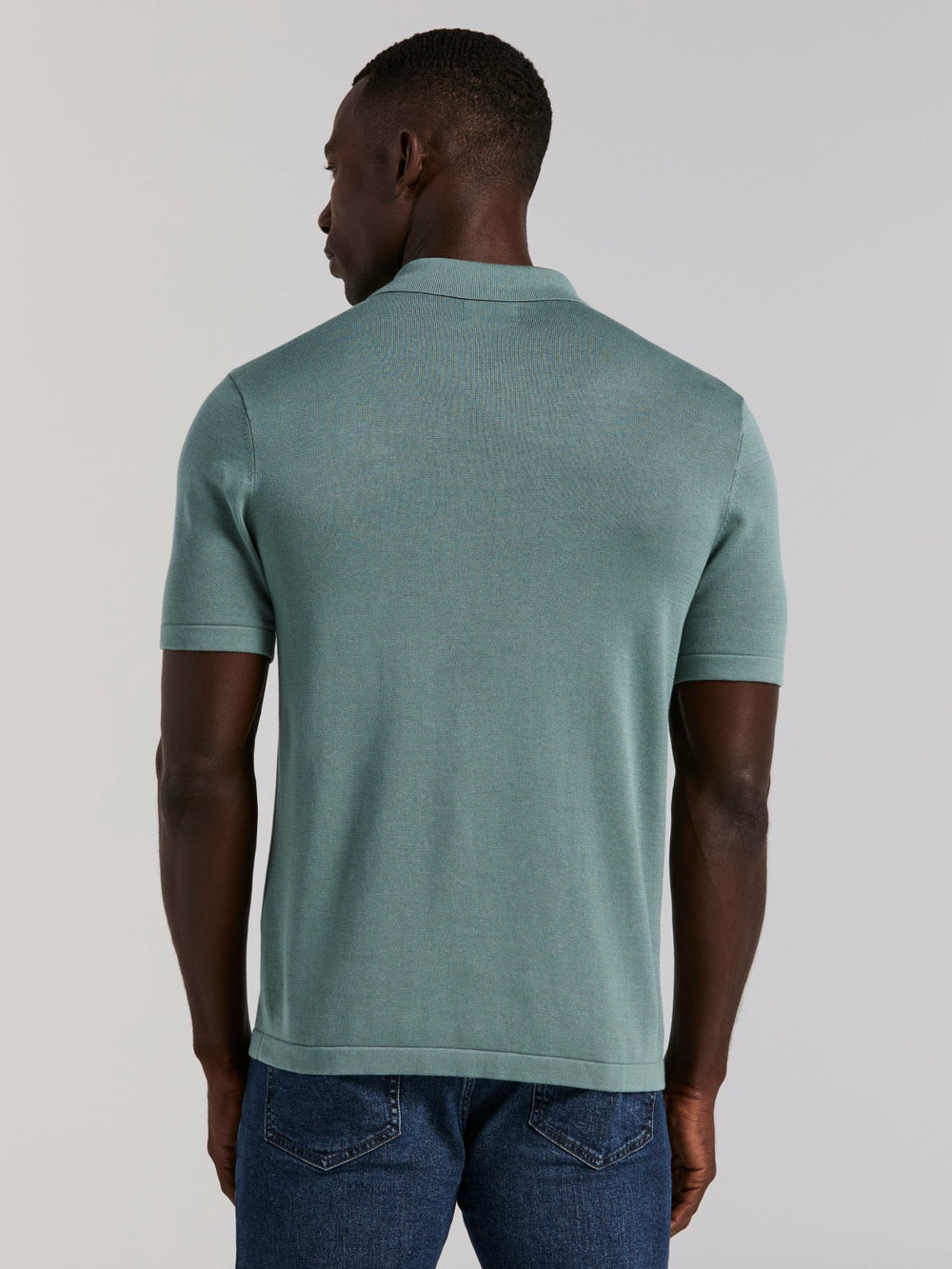 Cotton Modal Striped Zip Sweater Polo