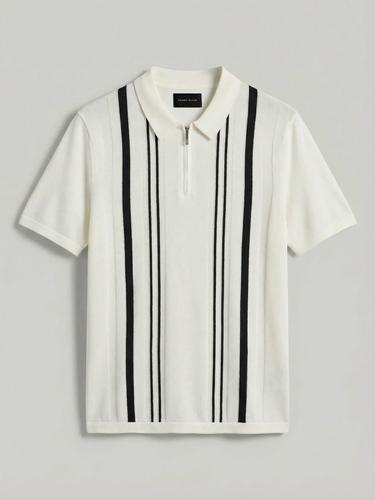 Cotton Modal Striped Zip Sweater Polo