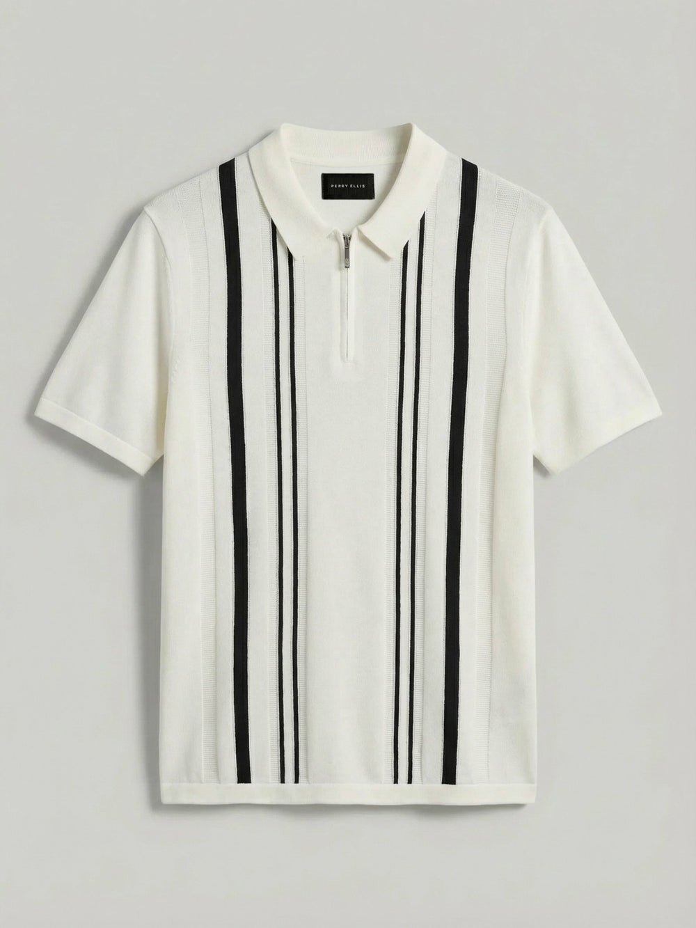 Cotton Modal Striped Zip Sweater Polo