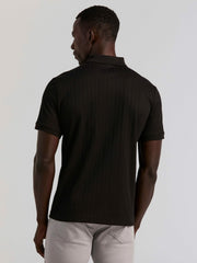 Variegated Vertical Ribbed Zip Polo