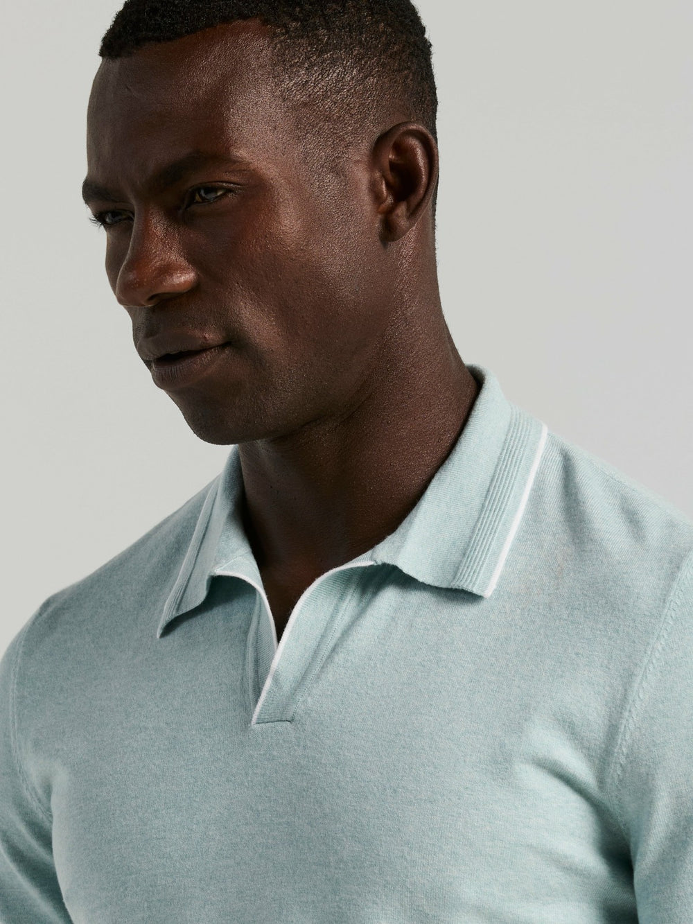 Tech Knit Open Collar Tipped Sweater Polo