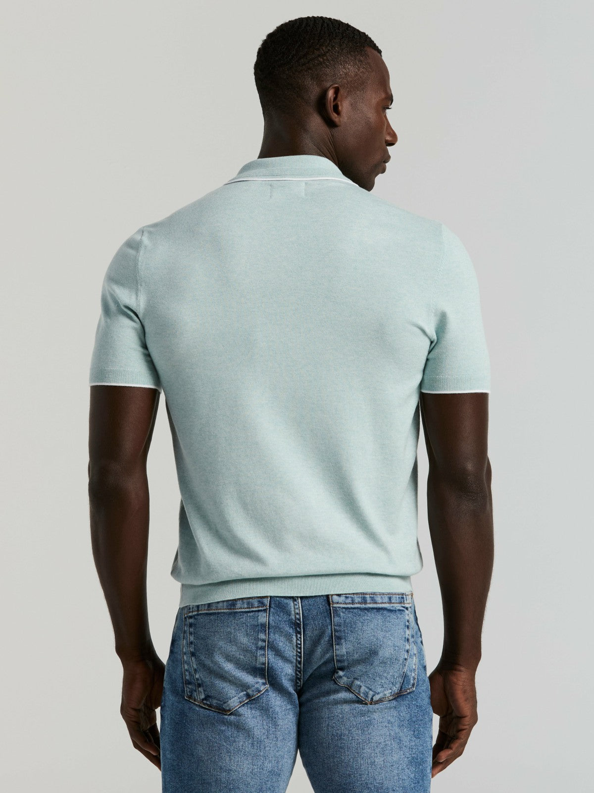 Tech Knit Open Collar Tipped Sweater Polo