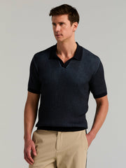 Cotton Modal Bi-Color Open Polo Sweater