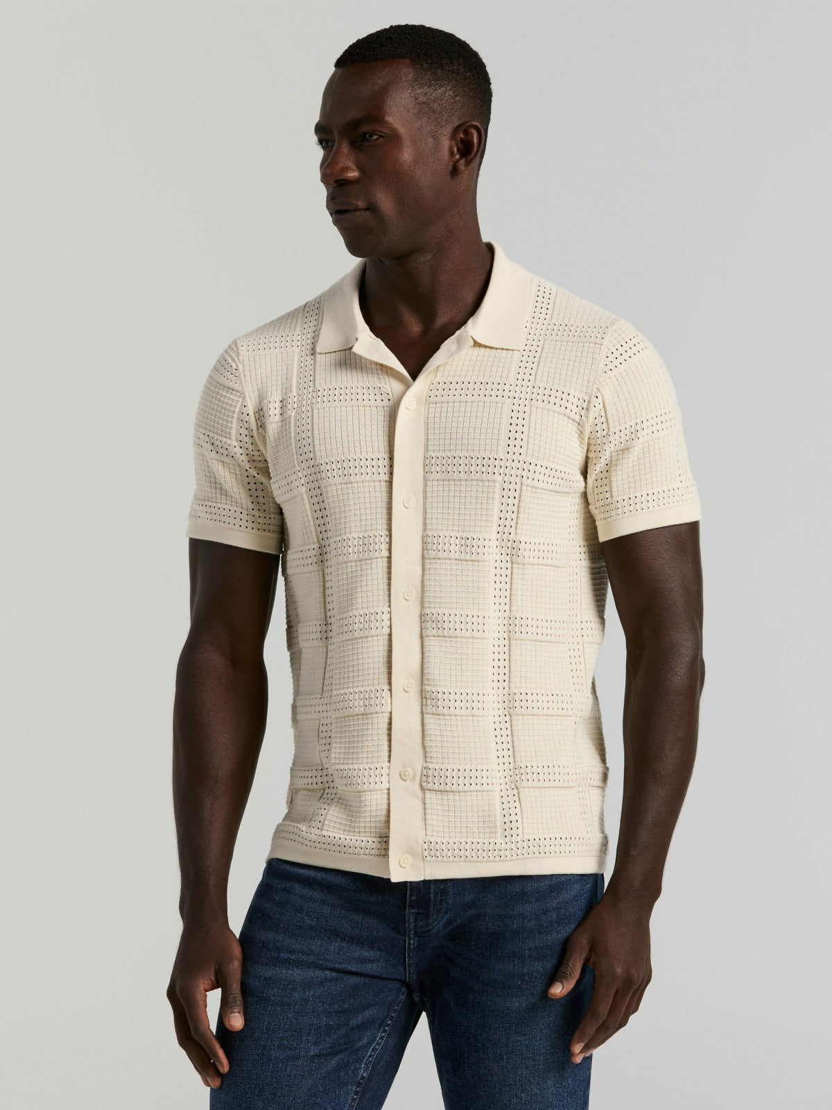 Jacquard Pattern Button Front Sweater