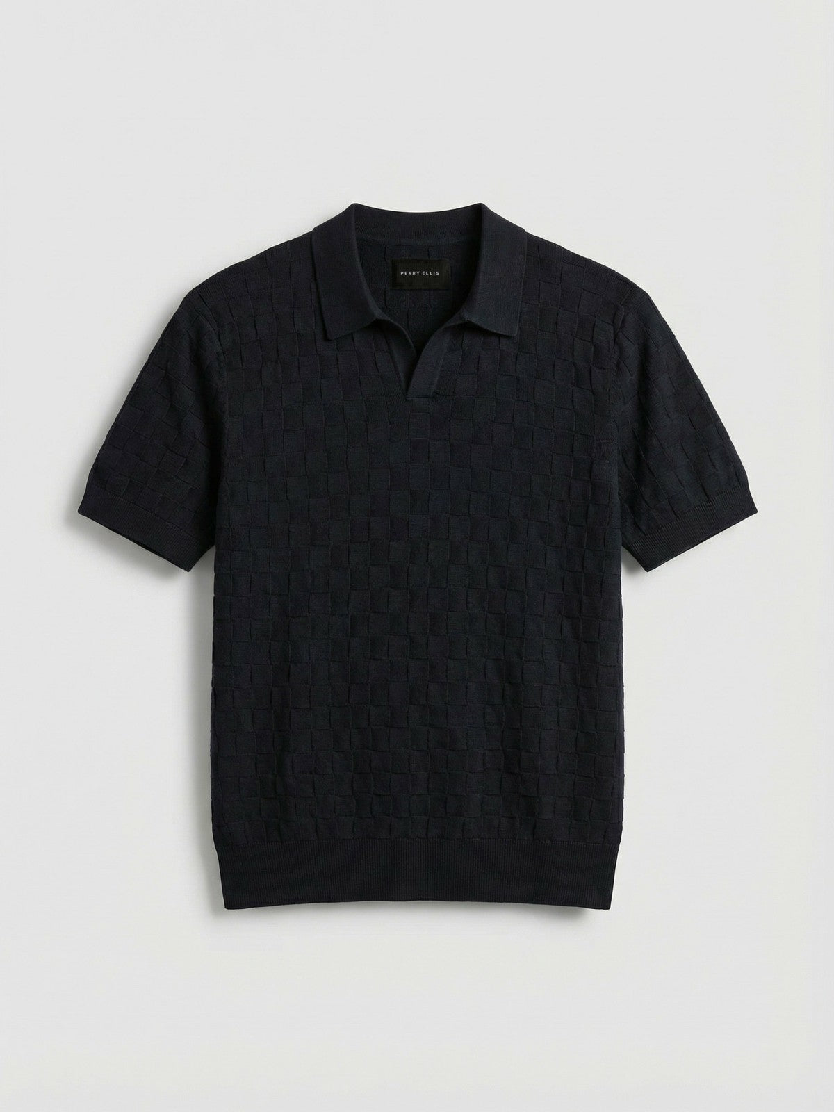 Square Pattern Open Collar Polo