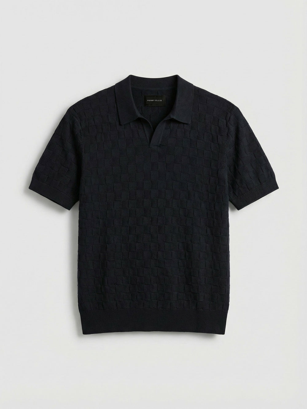 Square Pattern Open Collar Polo