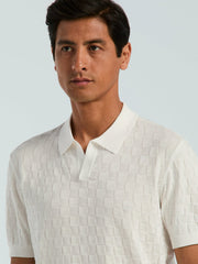Square Pattern Open Collar Polo